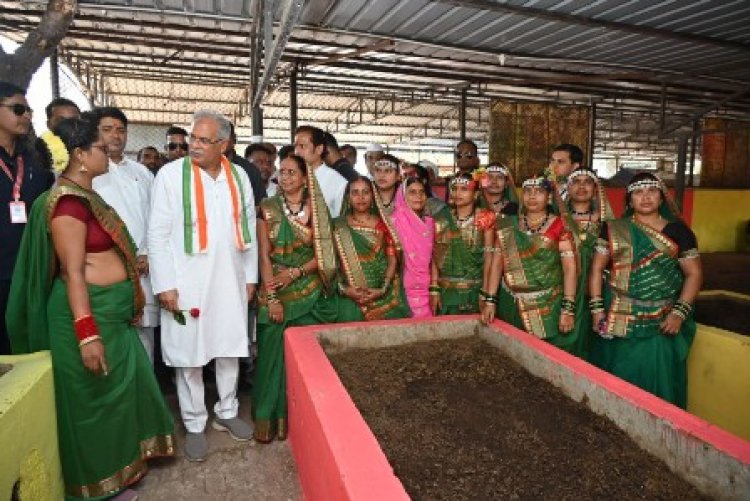 भेंट-मुलाकात कार्यक्रम के तहत CM भूपेश बघेल ने हीरापुर जरवाय में गौठान का निरीक्षण किया