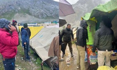 बारिश के कारण बालटाल के पंचतरणी में फंसे 8000 अमरनाथ यात्री, यात्रा स्थगित