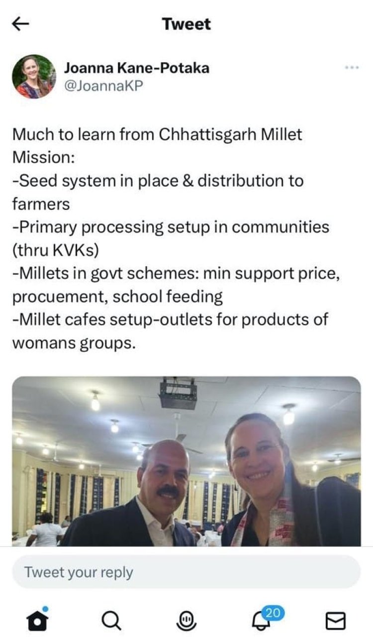 छत्तीसगढ़ मिलेट मिशन को अन्तर्राष्ट्रीय धान अनुसंधान संस्थान की उप महानिदेशक ने सराहा