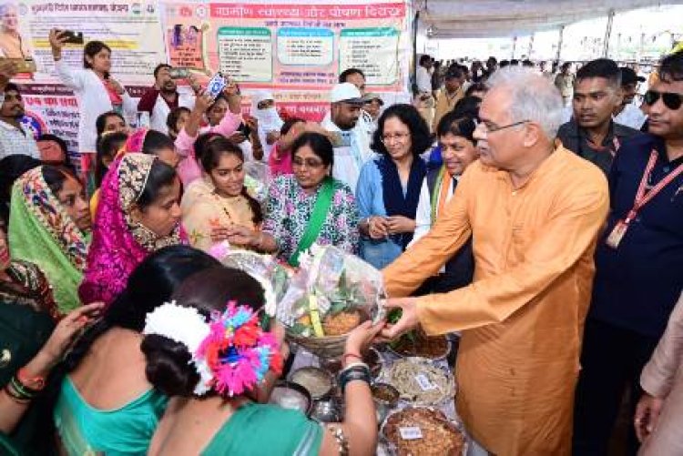 मुख्यमंत्री ने नवागांव में विभिन्न विभागीय स्टॉलों का किया निरीक्षण