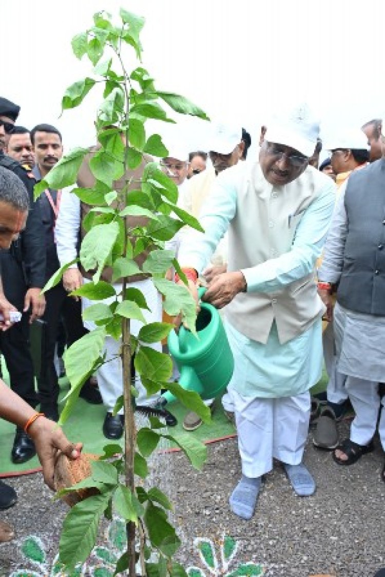 मुख्यमंत्री विष्णु देव साय ने लगाया बेल का पौधा