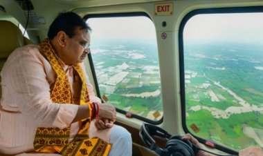 मुख्यमंत्री भजनलाल शर्मा ने अतिवृष्टि और जलभराव प्रभावित क्षेत्रों का हवाई सर्वेक्षण किया
