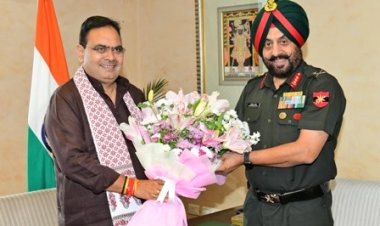मुख्यमंत्री भजनलाल शर्मा से दक्षिण पश्चिमी कमांड के आर्मी कमांडर की शिष्टाचार भेंट