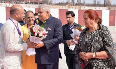उपराष्ट्रपति धनखड़ का उदयपुर एयरपोर्ट पर भव्य स्वागत