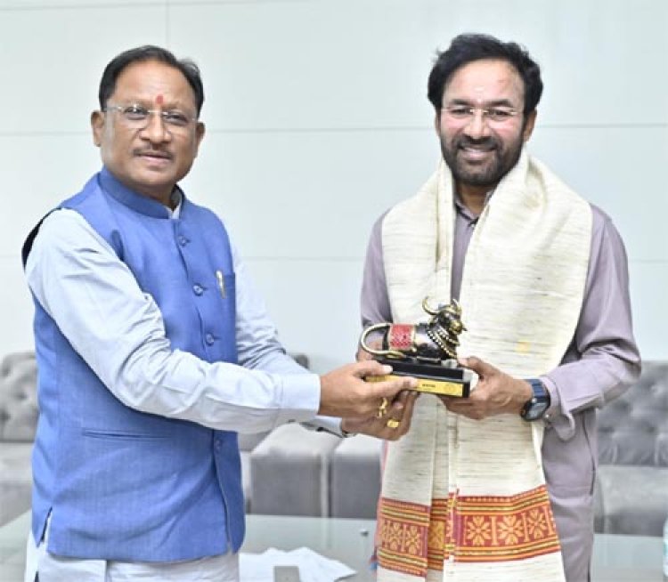 मुख्यमंत्री विष्णु देव साय से केंद्रीय कोयला एवं खान मंत्री जी. किशन रेड्डी ने सौजन्य मुलाकात की