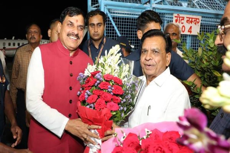 मुख्यमंत्री डॉ.यादव का स्टेट हैंगर भोपाल पर भव्य स्वागत