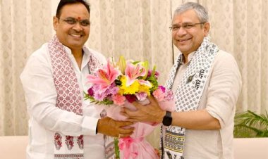 मुख्यमंत्री भजनलाल शर्मा से केन्द्रीय रेल मंत्री अश्विनी वैष्णव की शिष्टाचार भेंट