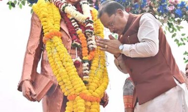 मुख्यमंत्री विष्णुदेव साय ने संविधान दिवस के अवसर पर डॉ. भीमराव अंबेडकर की प्रतिमा पर माल्यार्पण कर किया नमन