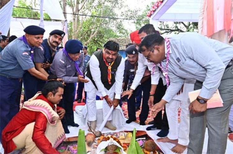 स्कूल शिक्षा मंत्री गजेंद्र यादव ने किया भारत स्काउट्स एवं गाइड्स के राज्य मुख्यालय भवन का भूमि पूजन