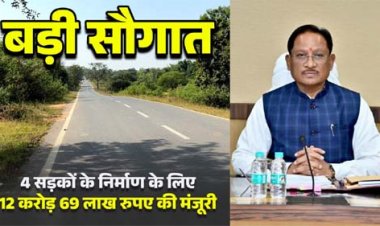 मुख्यमंत्री विष्णुदेव साय की बड़ी सौगात: जशपुर की 4 प्रमुख सड़कों के लिए 12.69 करोड़ रू. मंजूर, क्षेत्रवासियों ने जताया आभार