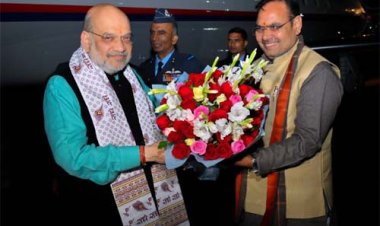 केंद्रीय गृह मंत्री अमित शाह के जोधपुर आगमन पर मुख्यमंत्री भजनलाल शर्मा ने की अगवानी