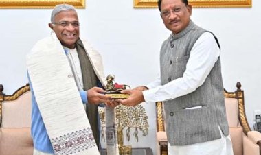 मुख्यमंत्री विष्णुदेव साय से राज्यसभा के उप सभापति हरिवंश ने की सौजन्य मुलाकात