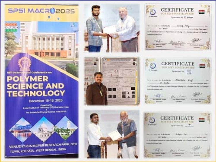 अंतरराष्ट्रीय पॉलिमर विज्ञान सम्मेलन में आईआईटी भिलाई के शोधकर्ताओं को मिला पुरस्कार