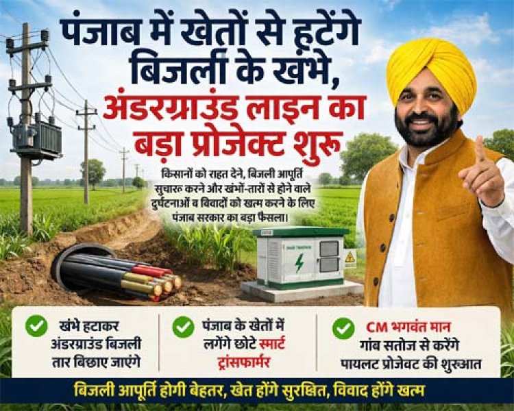 सीएम भगवंत मान का फैसला: पंजाब में खेतों से हटेंगे बिजली के खंभे, अंडरग्राउंड लाइन और स्मार्ट ट्रांसफार्मर लगेंगे