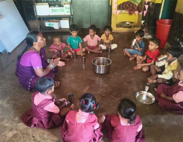 जल संरक्षण का संदेश दे रहे आंगनबाड़ी के नन्हे कदम