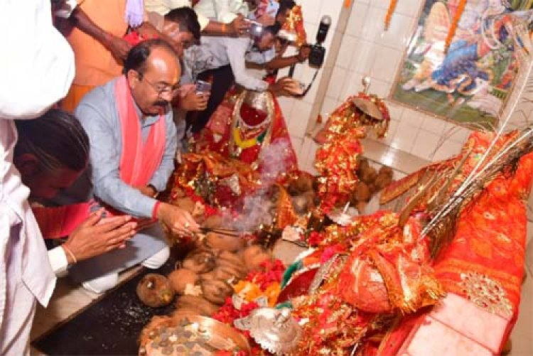 उप मुख्यमंत्री अरुण साव ने तेलीन सत्ती माता मंदिर में की पूजा-अर्चना