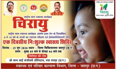 15 जून को जिला अस्पताल जशपुर में बच्चों की निःशुल्क हृदय रोग जांच