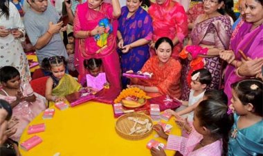 उप मुख्यमंत्री दिया कुमारी ने विद्याधर नगर आंगनवाड़ी में किया कन्या पूजन, 'शिशु संजीवनी' का किया शुभारंभ